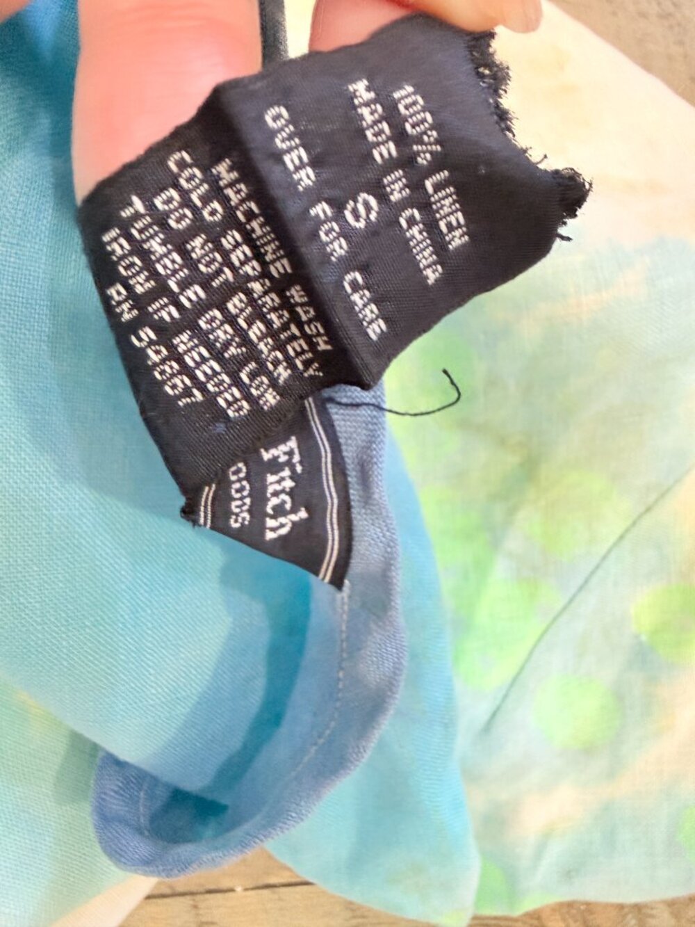 Abercrombie & Fitch Y2K 100% Linen Blue & Yellow Slip Dress Size Small Sundress - Picture 9 of 10